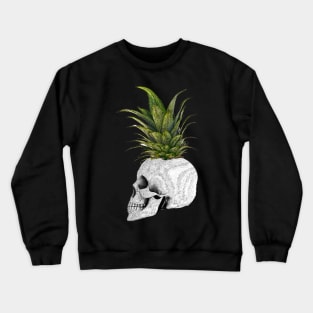 Humor skull and pineapple, fruit, summer, Crewneck Sweatshirt